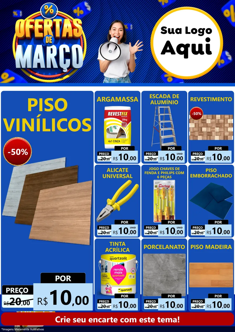 Modelo de Encarte para Encarte A4 Vertical com o tema Ofertas de Março para Material para Construção