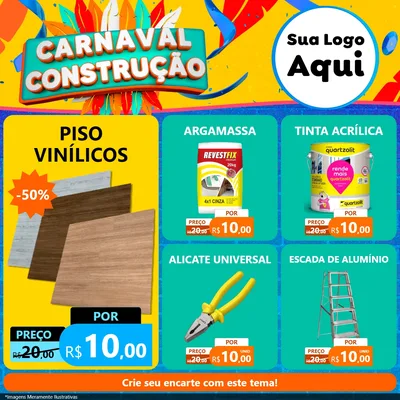 Modelo de Rede Social para Feed Facebook com o tema Carnaval Construção para Material para Construção