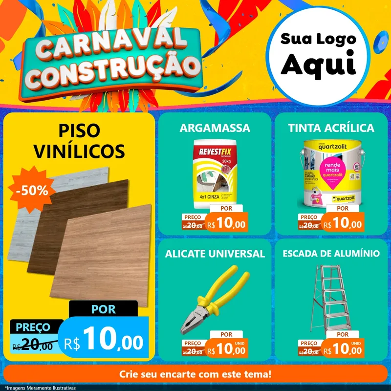 Modelo de Rede Social para Feed Facebook com o tema Carnaval Construção para Material para Construção