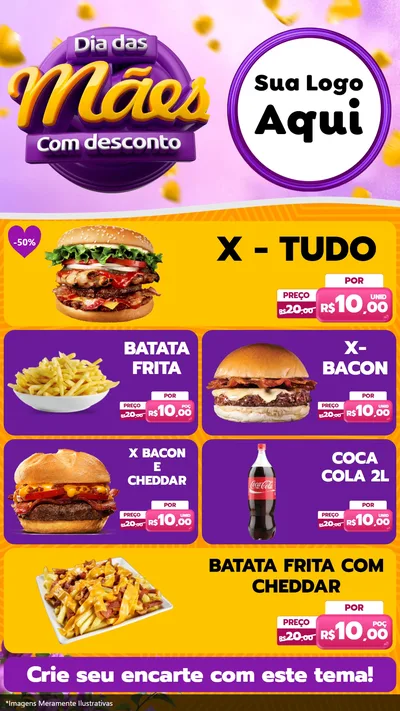 Modelo de TV para TV Vertical com o tema Dia das Mães com Desconto para Hamburgueria