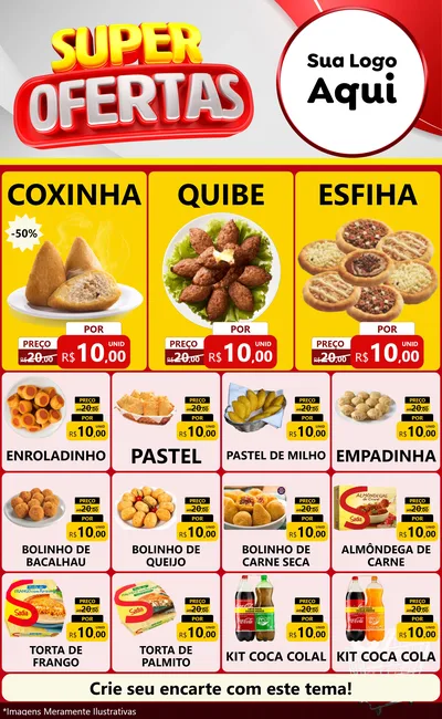 Modelo de Encarte para Encarte Grande com o tema Super Ofertas para Salgadaria