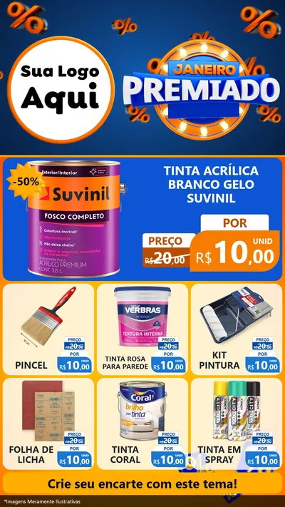 Modelo de Rede Social para Stories com o tema Janeiro Premiado para Tintas e Ferramentas