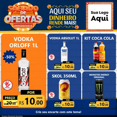 Modelo de Rede Social para Feed Facebook com o tema Sábado de Ofertas Imperdíveis para Distribuidora de bebidas