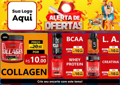 Modelo de Encarte para Encarte A4 Horizontal com o tema Alerta de Ofertas para Suplementos alimentares