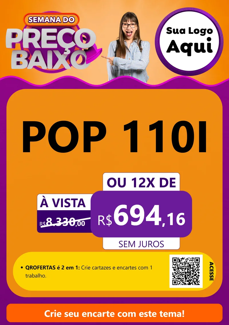 Modelo de Cartaz para Cartaz A4 Vertical com o tema Semana do Preço Baixo para Concessionaria de Motos
