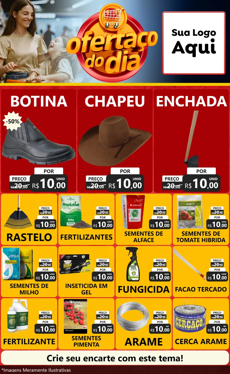 Modelo de Encarte para Encarte Grande com o tema Ofertaço Do Dia para Agropecuária