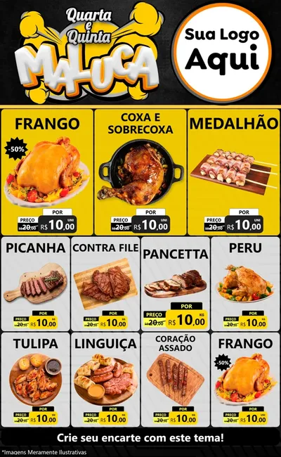 Modelo de Encarte para Encarte Grande com o tema Quarta e Quinta Maluca para Assados