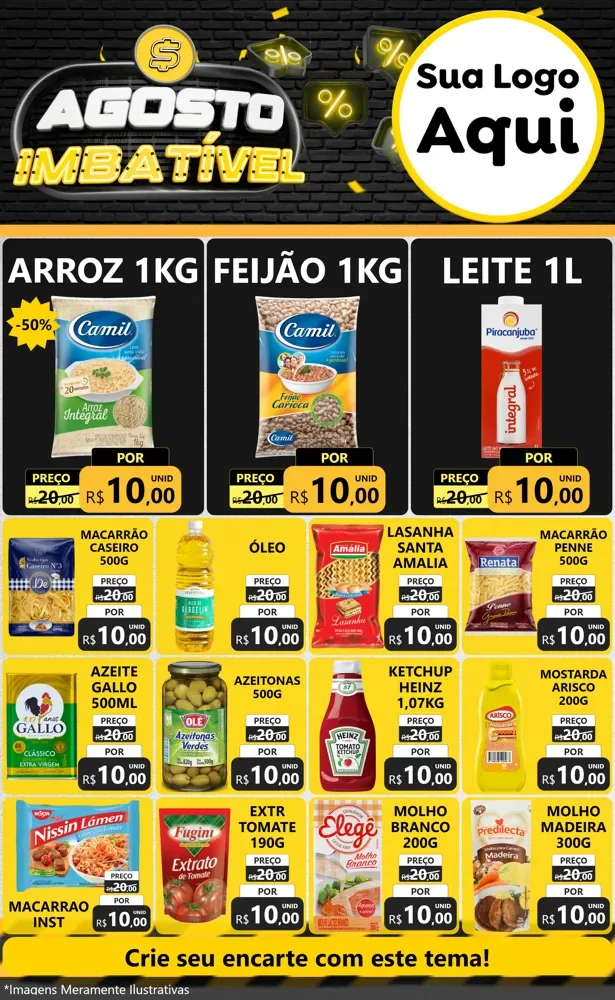 Modelo de Encarte para Encarte Grande com o tema Agosto Imbatível para Supermercado