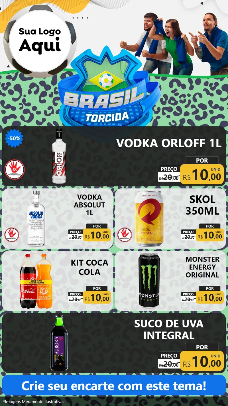 Modelo de TV para TV Vertical com o tema Brasil Torcida - Copa para Distribuidora de bebidas