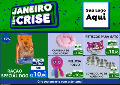 Modelo de Encarte para Encarte A4 Horizontal com o tema Janeiro Sem Crise para Pet Shop