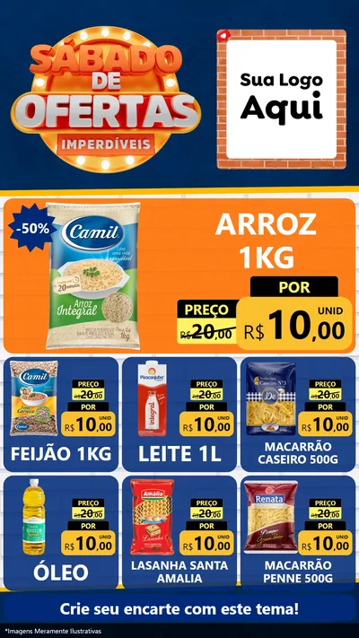 Modelo de Rede Social para Stories com o tema Sábado de Ofertas Imperdíveis para Supermercado