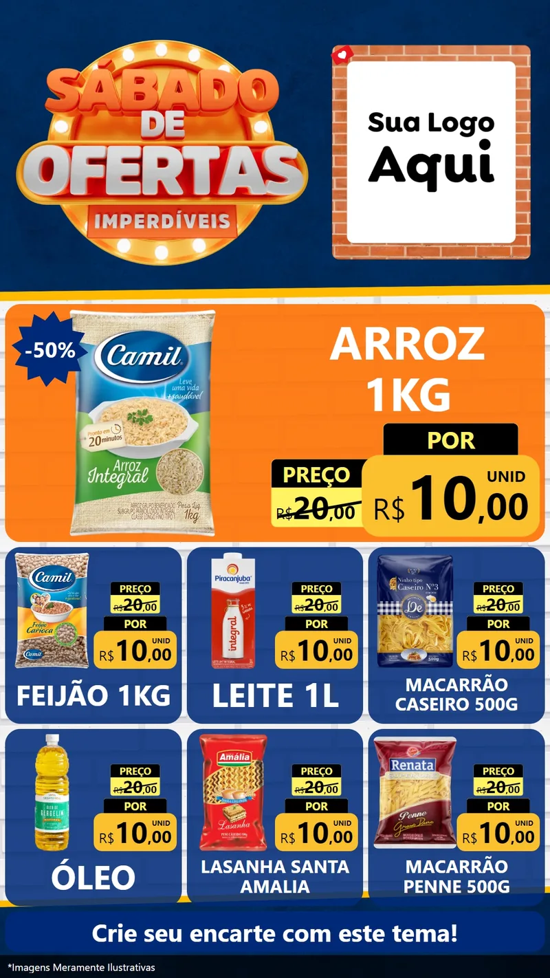 Modelo de Rede Social para Stories com o tema Sábado de Ofertas Imperdíveis para Supermercado