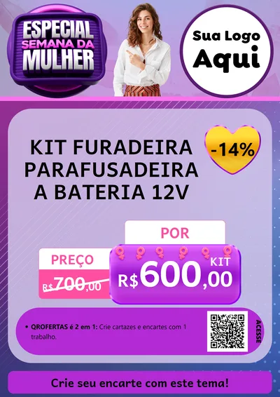 Modelo de Cartaz para Cartaz A4 Vertical com o tema Especial Semana da Mulher para Maquinas e Ferramentas