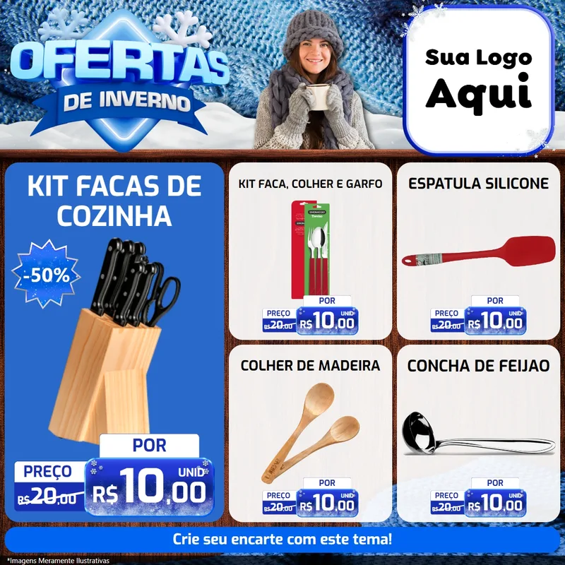 Modelo de Rede Social para Feed Facebook com o tema Ofertas de Inverno para Utilidades Domésticas