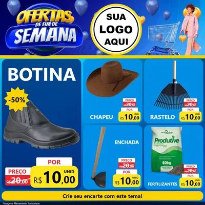 Modelo de Rede Social para Feed Facebook com o tema Ofertas de Fim de Semana para Agropecuária