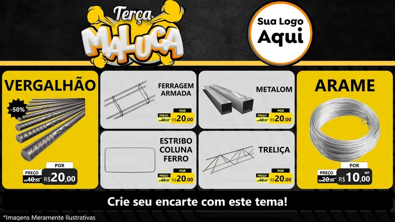 Modelo de TV para TV Horizontal com o tema Terça Maluca para Ferragens