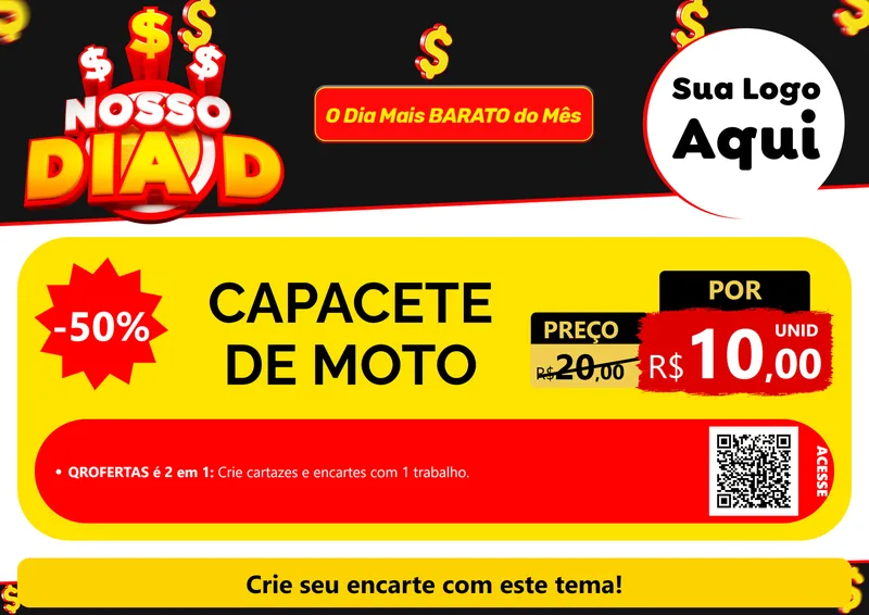 Modelo de Cartaz para Cartaz A4 Horizontal com o tema Nosso Dia D para Moto peças