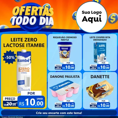 Modelo de Rede Social para Feed Facebook com o tema Ofertas Todo Dia para Frios e Laticínios