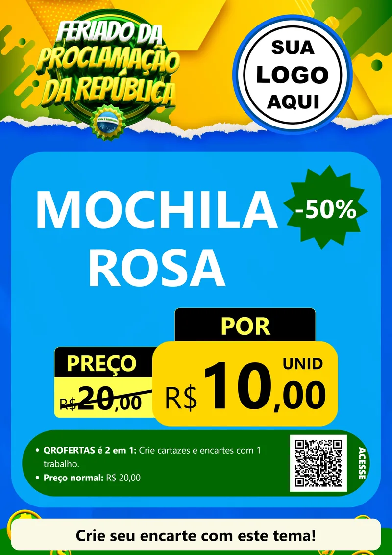 Modelo de Cartaz para Cartaz A4 Vertical com o tema Feriado da Proclamação da República para Papelaria