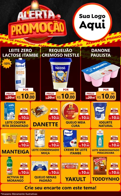 Modelo de Encarte para Encarte Grande com o tema Alerta de Promoção para Frios e Laticínios