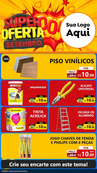 Modelo de TV para TV Vertical com o tema Super Oferta Setembro para Material para Construção