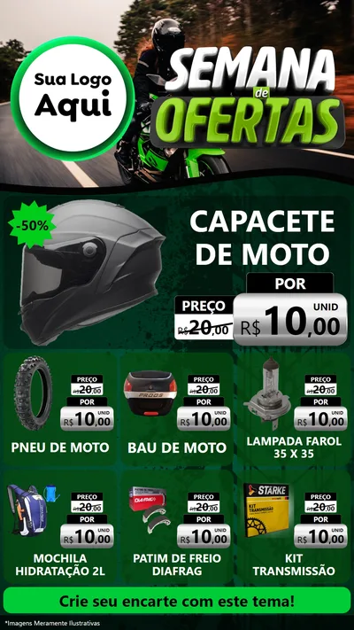 Modelo de Rede Social para Stories com o tema Semana De Ofertas - Motopeças para Moto peças