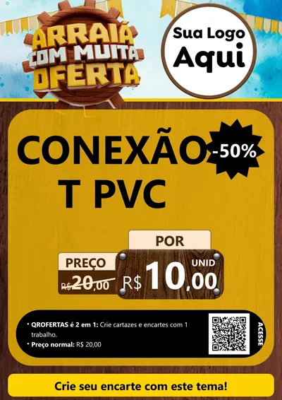 Modelo de Cartaz para Cartaz A4 Vertical com o tema Ofertas de São João - Junina para Tubos e conexões