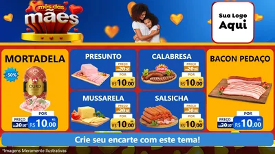 Modelo de TV para TV Horizontal com o tema Mês das Mães para Frios e Laticínios