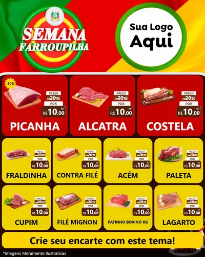 Modelo de Rede Social para Feed Instagram com o tema Semana Farroupilha para Açougue