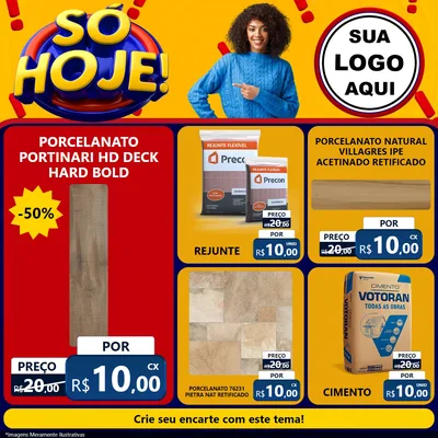 Modelo de Rede Social para Feed Facebook com o tema Só Hoje! para Pisos e revestimentos