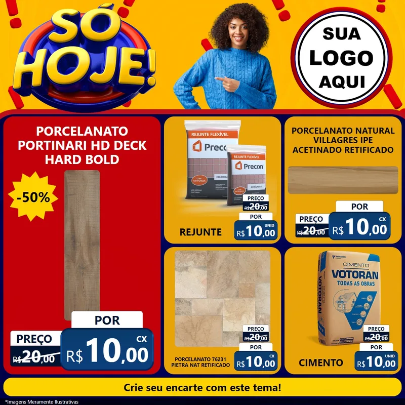 Modelo de Rede Social para Feed Facebook com o tema Só Hoje! para Pisos e revestimentos