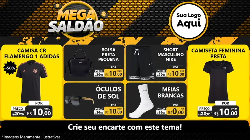 Modelo de TV para TV Horizontal com o tema Mega Saldão para Roupas e acessórios