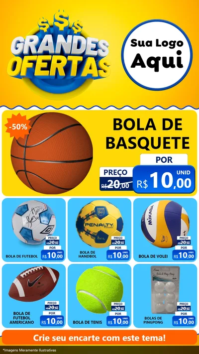 Modelo de Rede Social para Stories com o tema Grandes Ofertas para Artigos Esportivos