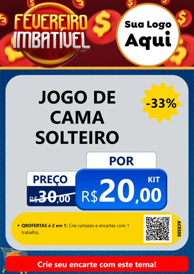 Modelo de Cartaz para Cartaz A4 Vertical com o tema Fevereiro Imbatível para Cama, Mesa e Banho