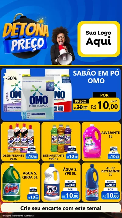 Modelo de Rede Social para Stories com o tema Detona Preços para Produtos de Limpeza