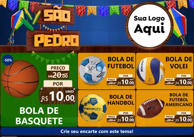 Modelo de Encarte para Encarte A4 Horizontal com o tema São Pedro para Artigos Esportivos