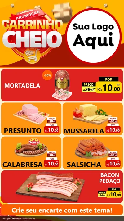 Modelo de TV para TV Vertical com o tema Promoção carrinho cheio para Frios e Laticínios