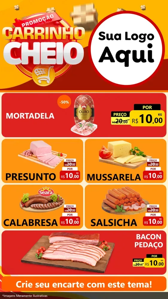 Modelo de TV para TV Vertical com o tema Promoção carrinho cheio para Frios e Laticínios