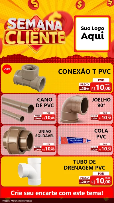 Modelo de TV para TV Vertical com o tema Semana do Cliente para Tubos e conexões