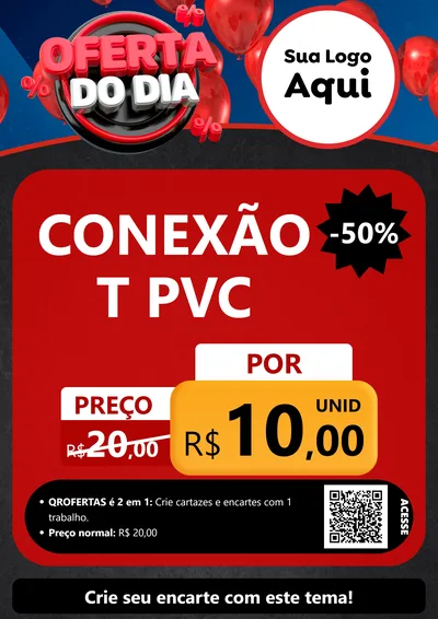 Modelo de Cartaz para Cartaz A4 Vertical com o tema Oferta do Dia para Tubos e conexões