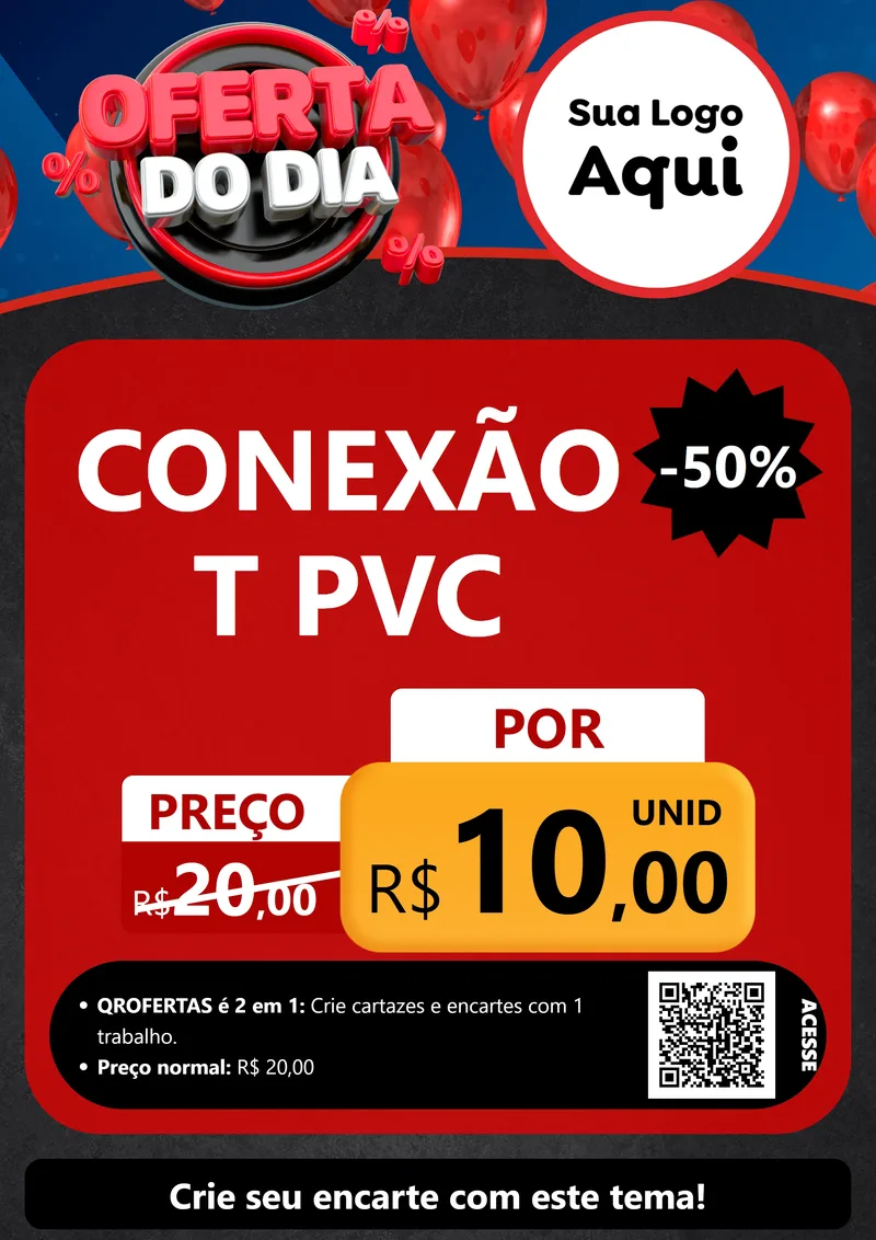 Modelo de Cartaz para Cartaz A4 Vertical com o tema Oferta do Dia para Tubos e conexões