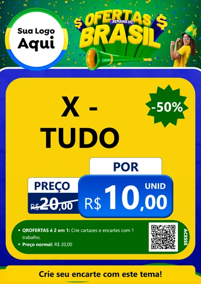 Modelo de Cartaz para Cartaz A4 Vertical com o tema Ofertas Semana do Brasil para Hamburgueria