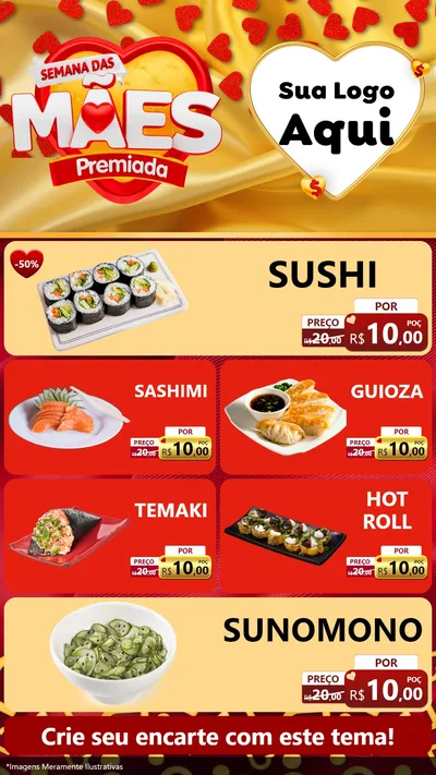 Modelo de TV para TV Vertical com o tema Semana das Mães Premiada para Comida japonesa