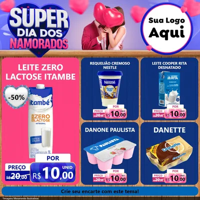 Modelo de Rede Social para Feed Facebook com o tema Super Dia dos Namorados para Frios e Laticínios