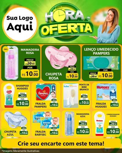 Modelo de Rede Social para Feed Instagram com o tema Hora da Oferta para Bebês