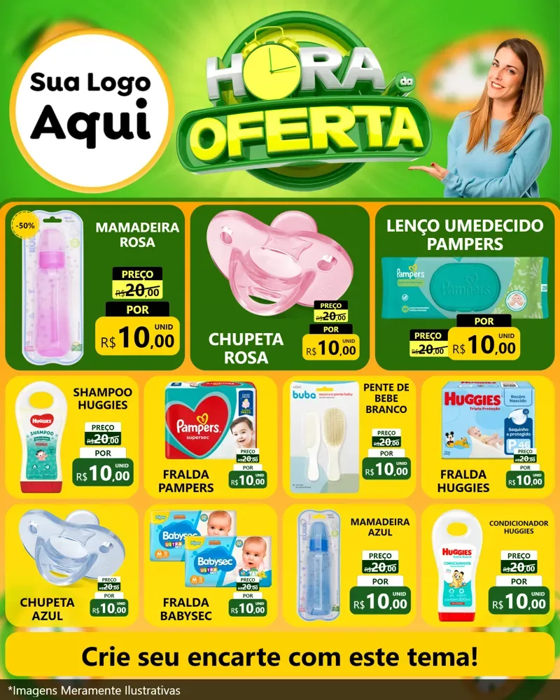 Modelo de Rede Social para Feed Instagram com o tema Hora da Oferta para Bebês