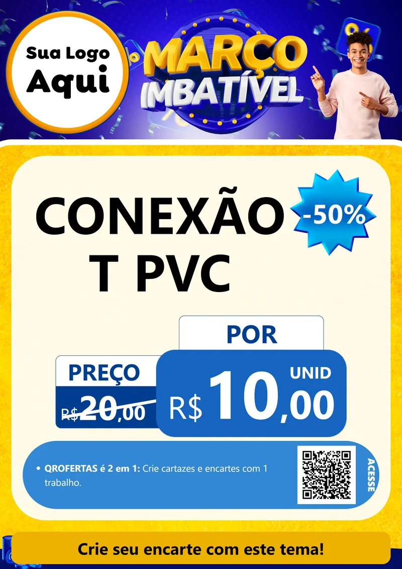 Modelo de Cartaz para Cartaz A4 Vertical com o tema Março Imbatível para Tubos e conexões