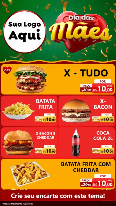 Modelo de TV para TV Vertical com o tema Dia das Mães para Hamburgueria