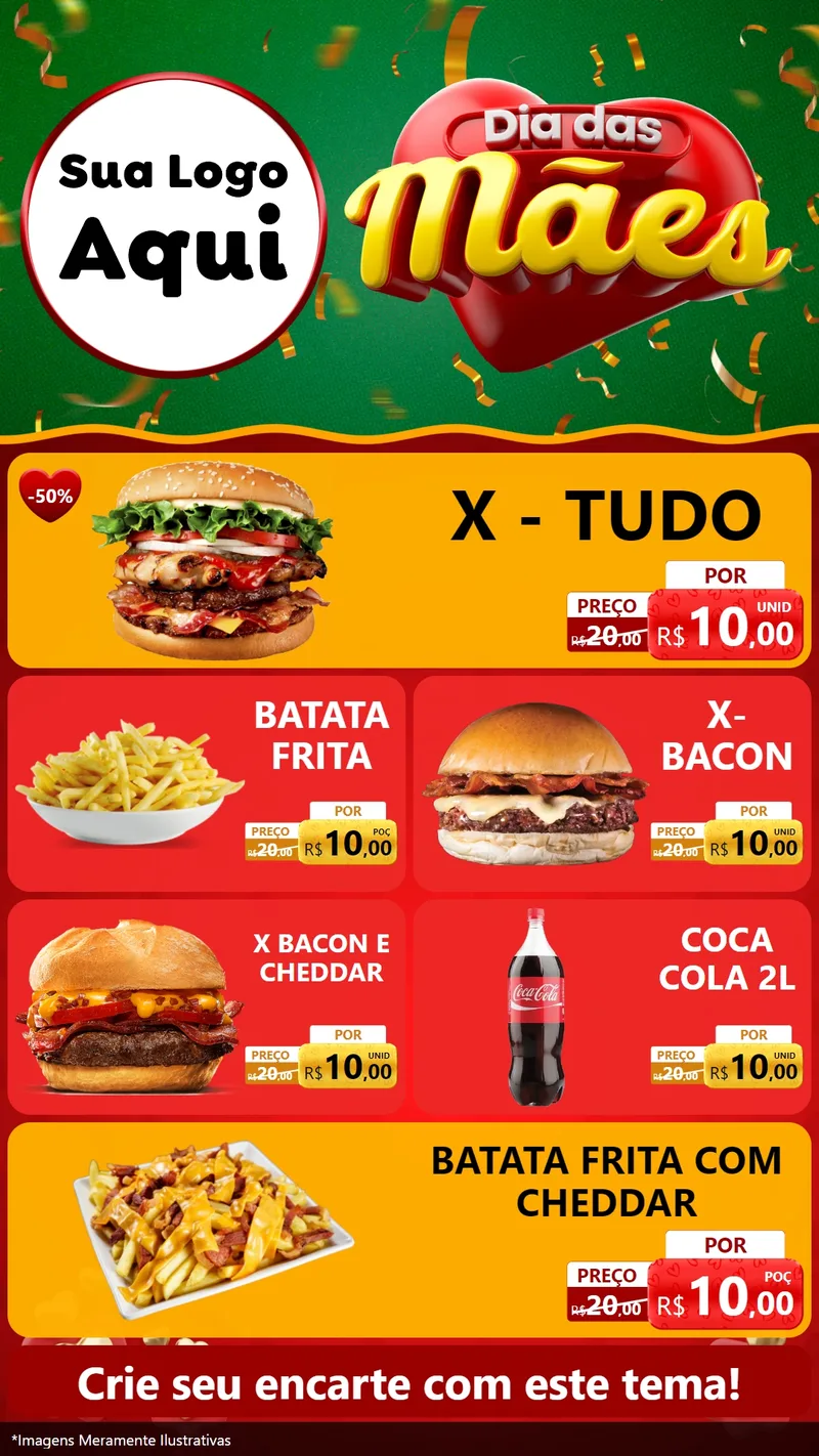 Modelo de TV para TV Vertical com o tema Dia das Mães para Hamburgueria