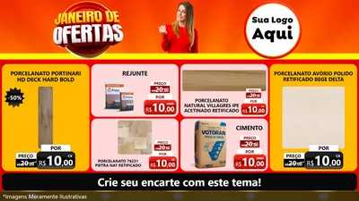 Modelo de TV para TV Horizontal com o tema Janeiro de Ofertas para Pisos e revestimentos